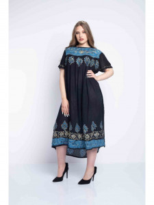 Rochie dama marimi mari bleu lejera cu model aplicat - Img 3