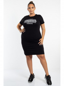 Rochie dama marimi mari neagra imprimeu - Img 1