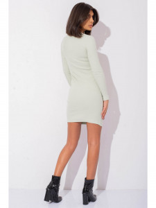 Rochie dama menta din bumbac, midi cu maneci lungi - Img 3