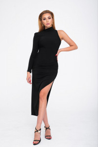 Rochie eleganta neagra cu crapatura laterala pentru dama - Img 3