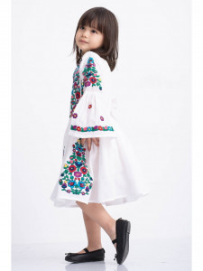 Rochie Model Folclor din Bumbac Floral Rosu cu Elastic in Talie - Img 5