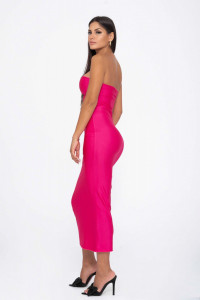 Rochie pink slim fit lunga pentru dama - Img 2