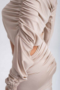 Rochie scurta nude cu aspect drapat pentru dama - Img 4