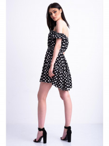 Rochie vaporoasa neagra cu buline albe - Img 3