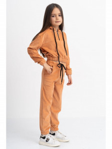 Trening din Catifea Peach pentru Copii cu Hanorac Crop - Img 1
