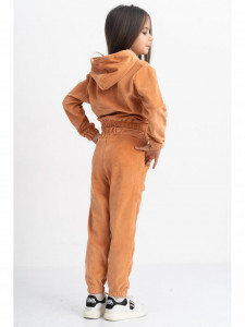Trening din Catifea Peach pentru Copii cu Hanorac Crop - Img 3