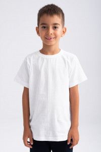 Tricou baieti din bumbac alb simplu - Img 1