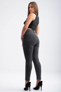 Blugi dama marimi mari gri model slim cu buzunare in V - Img 4
