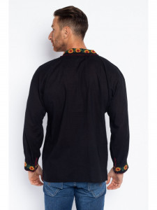 Bluza barbat tip ie din bumbac neagra cu model traditional - Img 5