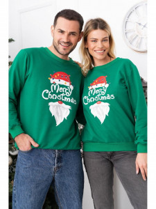Bluza de Craciun Barbat Verde cu Maneca Lunga bumbac model Merry Christmas - Img 3