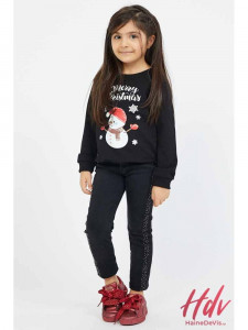 Bluza de Craciun Copii Negru cu Maneca Lunga bumbac - Img 1