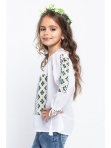 Bluza Traditionala din Bumbac Alb cu Broderie Geometrica - Img 2
