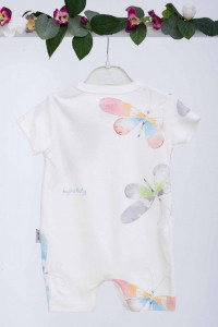 Compleu din bumbac alb baby dolphin cu fluturi - Img 2