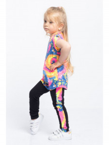 Compleu fetite tricou si colanti cu imprimeu multicolor - Img 3