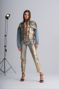 Metallic Blue Denim Jacket - Img 2