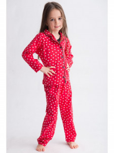 Pijama copil rosie cu buline - Img 1