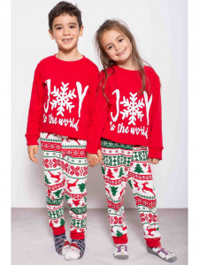 Pijama Craciun Copil cu Maneca Lunga din Bumbac Rosu Gingerbread - Img 4