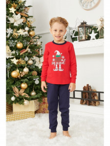 Pijamale de Craciun copil model rosu cu elf - Img 3