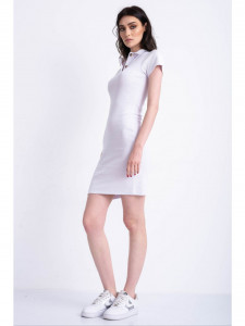 Rochie alba cu guler tip tricou - Img 2