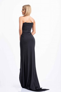 Rochie cambrata din lycra neagra cu trena si bretele versatile pentru dama - Img 4