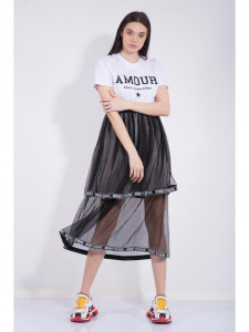 Rochie dama alba cu voal negru