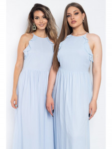 Rochie dama bleu lunga cu dantela - Img 7