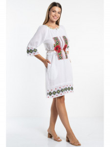 Rochie dama cu model traditional flori rosii - Img 3