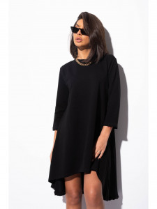 Rochie dama din bumbac negru asimetrica - Img 6