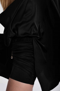 Rochie mini neagra cu drapaje si top vaporos - Img 11