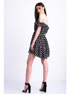 Rochie vaporoasa neagra cu buline albe - Img 4