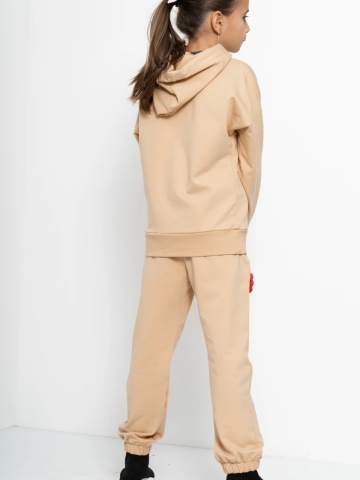 Trening Copii COZY CUSTOM Bej Oversize WKND cu 3 trandafiri rosii-slim - Img 3