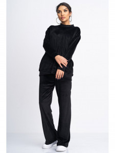 Trening Dama din Catifea fara Gluga si Pantalon Evazat Negru - Img 2