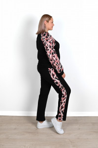 Trening dama marimi mari negru cu print roz 8048 - Img 2