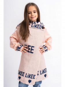 Cardigan Fetite Calduros din Material Moale Bej Bleumarin - Img 2