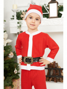 Costum baietei de Craciun Maneca Lunga Caciula si Curea 3-5 ani - Img 3