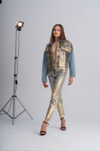 Metallic Blue Denim Jacket - Img 3