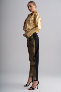 Metallic Full Gold Denim Jacket - Img 3