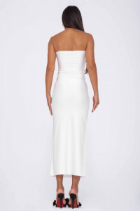 Rochie alba slim fit lunga pentru dama - Img 5