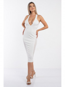 Rochie dama alba cu model abstract - Img 1