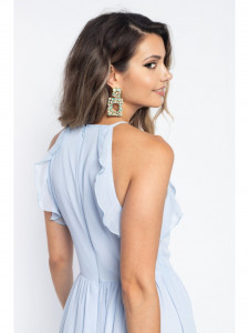 Rochie dama bleu lunga cu dantela - Img 2