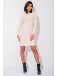 Rochie dama crem din bumbac midi cu maneci lungi - Img 2