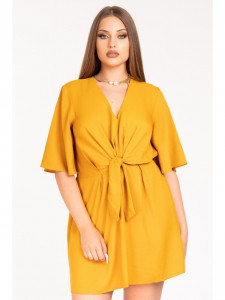 Rochie dama galbena cu nod in talie - Img 1