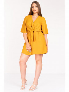 Rochie dama galbena cu nod in talie - Img 3