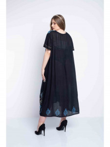 Rochie dama marimi mari bleu lejera cu model aplicat - Img 4