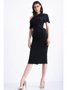 Rochie dama neagra cu umar lasat - Img 2