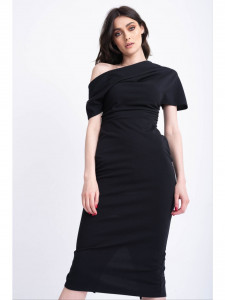Rochie dama neagra cu umar lasat - Img 7