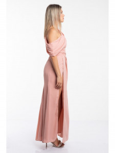 Rochie dama roz pudra pe un umar - Img 4