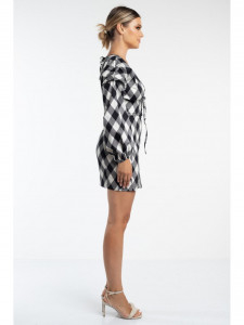 Rochie dama tip camasa cu fermoar si carouri - Img 3