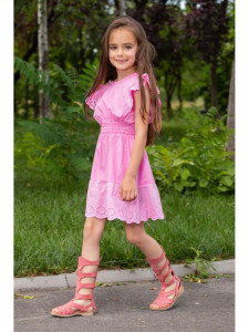 Rochie fetite roze cu model la baza rochiei - Img 2