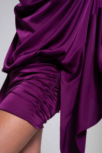 Rochie mini mov cu drapaje si top vaporos - Img 10